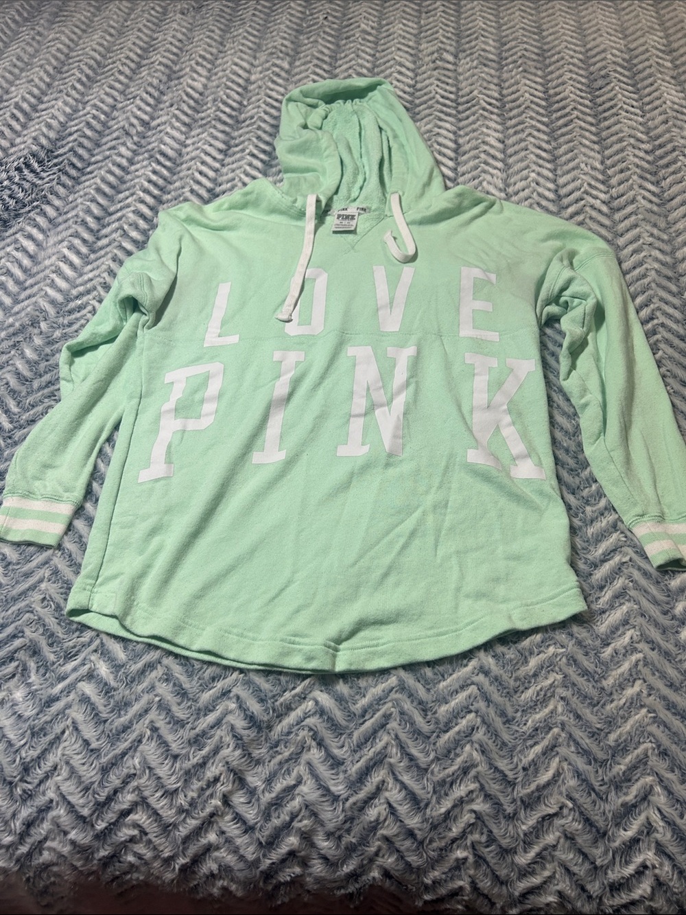 PINK Victoria's Secret Mint Green 'LOVE PINK' Hoodie